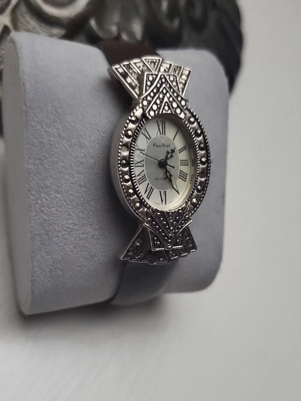 Ornate Silver-Tone Oval Women’s Watch
